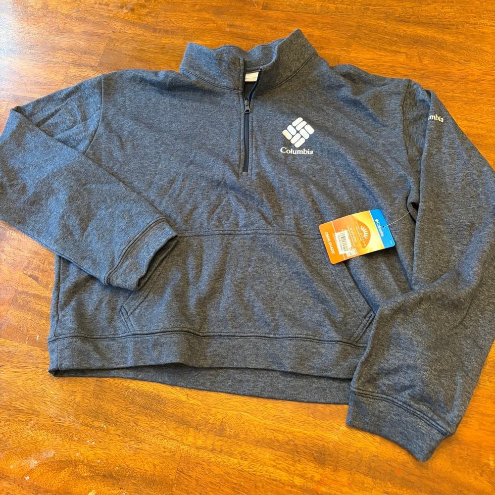NWT Columbia Trek French Terry Half Zip Pullover Womens L Navy $45